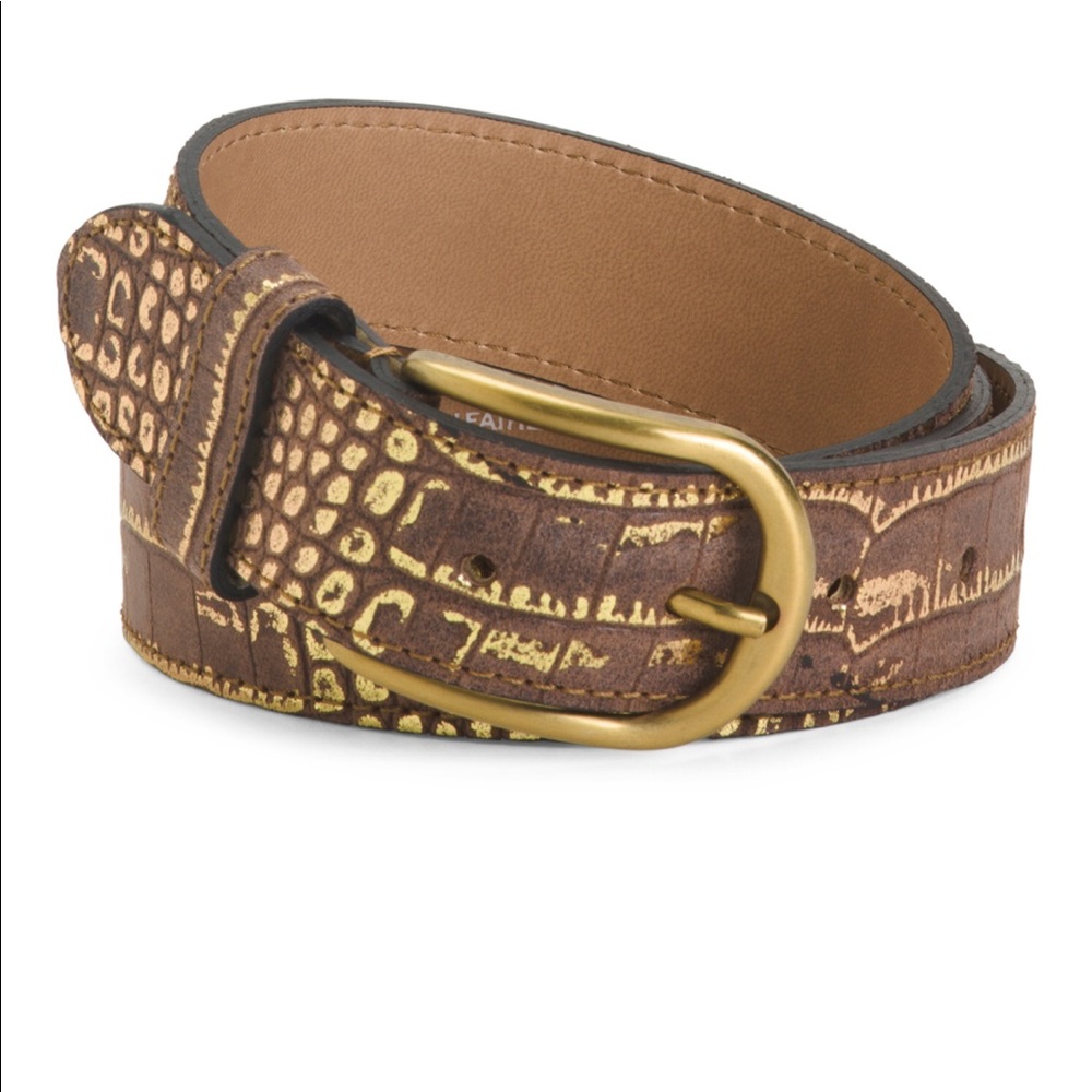 NWT Made in Italy Leather Croc Belt